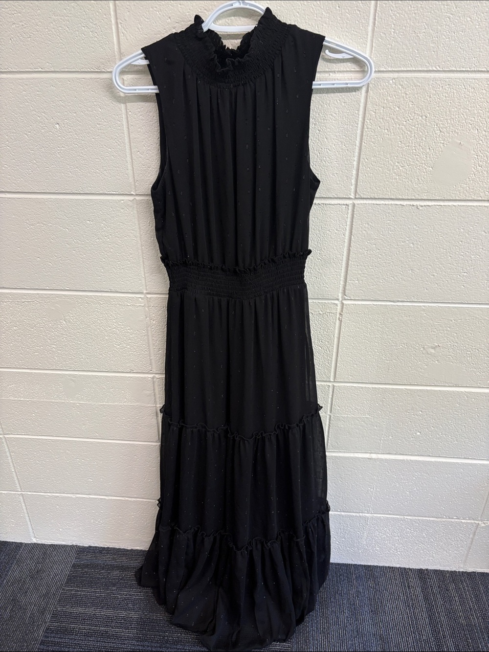 Draper James Black Sleeveless Maxi Dress with Smocked Waist